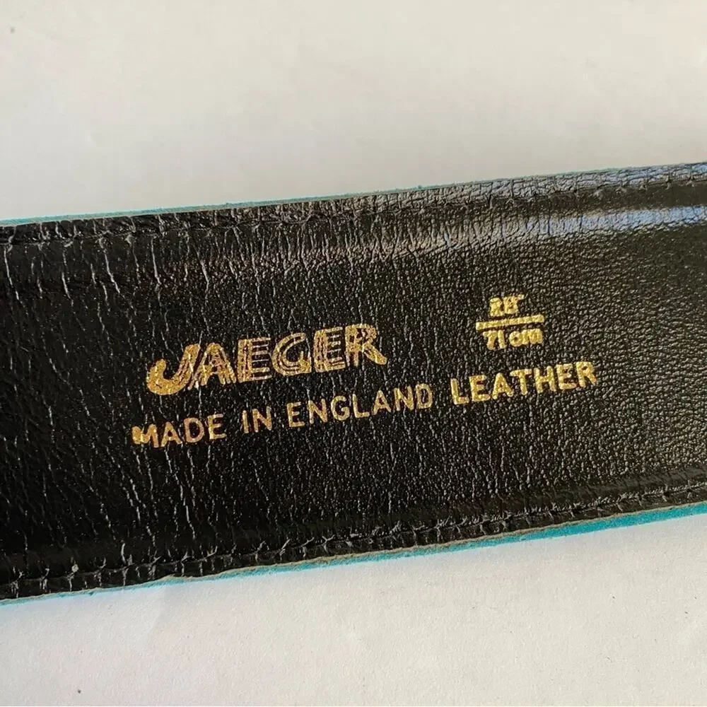 Vintage Statement Belt Jaeger Suede Turquoise Wide Leather Womens 28 XS‎ Small